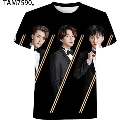 Super Junior T-shirt Latest Korean Singer 3D Printing Boy and Girl T-Shirt Fashion Style Super Elastic Breathable Clothing