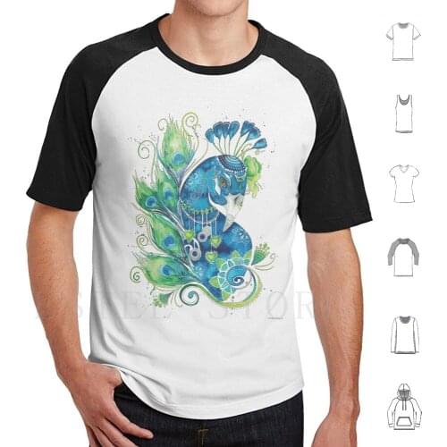 Boho Peacock T Shirt Cotton Men DIY Print Boho Style Bohemian Peacock Peacock Teal Blue Jewelled Mandala Patterns