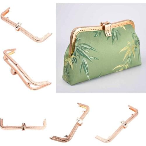 Hot Selling 1 Piece 20cm Square Double Knurled Bag Open Metal DIY Bag Accessories Wallet Frame Kiss Buckle Bag Hinge Mouth Gold