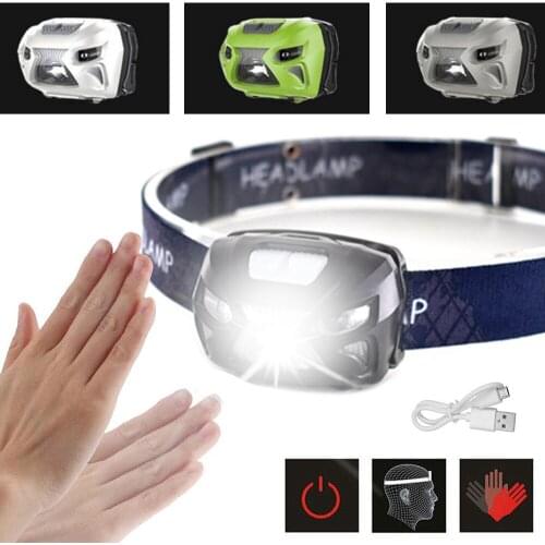 Induction Headlamp USB Rechargeable Motion Sensor Head Lamp Bicycle Flashlight Torch Lantern Fishing headlight Camping Light