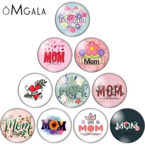 Art Flower Cartoon Words Mom Text Painting 8mm/10mm12mm/18mm/20mm/25mm Round photo glass cabochon demo flat back Making findings