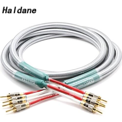 Haldane Pair HIFI Speaker Audio Cable Audiophile OFC &silver Krell Speakon Wire Cables with Golden Plated Banana Plug