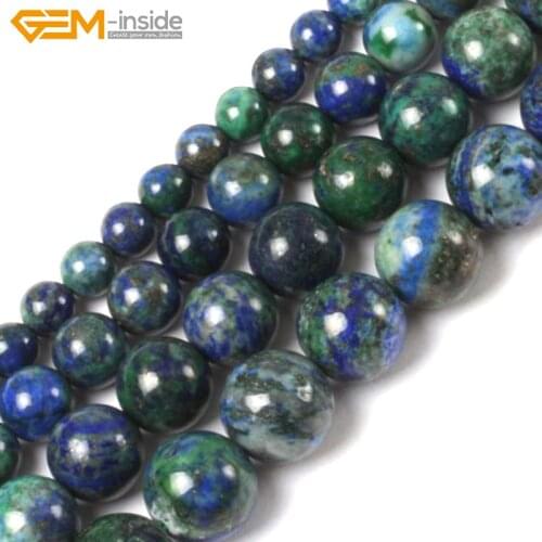 Gem-inside 6-12mm Dyed Color Lapis Lazuli Malachite Azurite Stone Beads For Jewelry Making Bracelet Necklace 15'' Christmas Gift