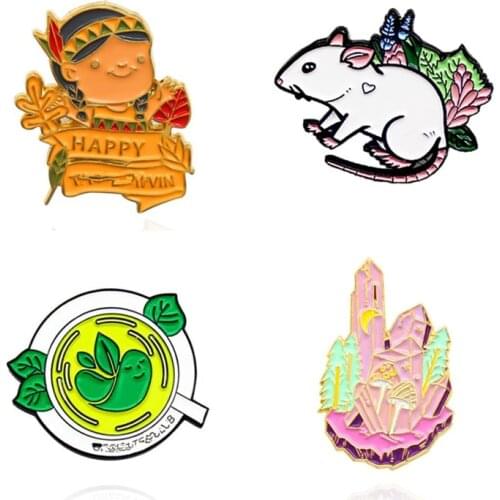 Mouse Lapel Pins Cute Enamel Badges Women Anime Brooches For Backpack Mini Hijab Pin Decorative Badges Vintage Brooch On Clothes