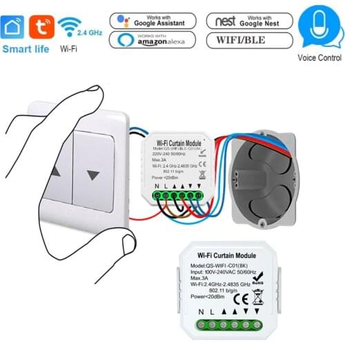 Tuya Smart Life WiFi Curtain Switch Module For Roller Shutter Blinds Motor Smart Home Google Home Alexa Voice Control DIY