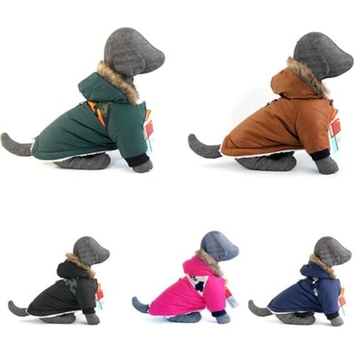 New Dog Jacket Winter Waterproof Small Dog Overcoat Pet Harness Jacket Hoodie Overalls Clothes For Dog Cat Thicken Warm Costumes