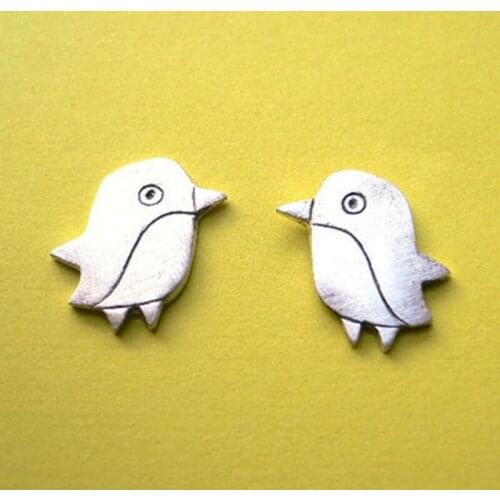 Wholesale 30Pairs/Lot Of Cute Penguin Stud Earring Artisan Silver Jewelry For Women Kids Girls Free Shipping
