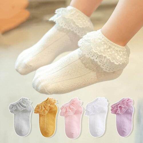 2020 autumn winter new childrens socks double layer lace girls baby socks solid color student dance socks