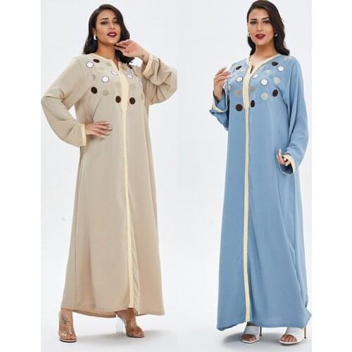 Autumn Ramadan Eid Mubarak Abaya Dubai Turkey Indian Islam Hijab Muslim Dress Kaftan Robe Loose Femme Dresses For Women PW198