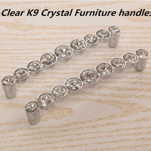 Hole space 128mm high quality Clear K9 Crystal wine cabinet handles,chrome zinc alloy drawer dresser wardrobe pulls knobs SJ10