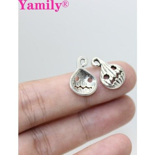 Yamily 35pcs/12*17mm Antique silver tone Pumpkin Face Charm Halloween Charm pendant for DIY Jewelry Making