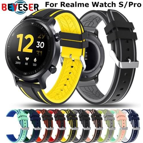 22mm Soft Silicone Strap For Realme Watch S / Pro Smart Watch Band for Huami Amazfit GTR 2 / Samsung Gear S3 Bracelet WirstStrap