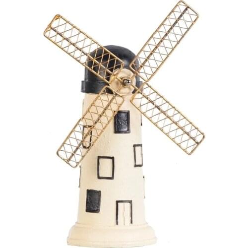 Retro nostalgia creative windmill bookshelf Nordic light luxury home decoration accessories Eco-friendly resin desktop adornment