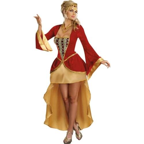 Deluxe Dripping Rubies Gold Headpiece Halloween Costume For Women Egyptian Queen of the Pyramids Cleopatra Fantasy Dress