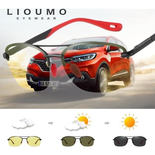 LIOUMO Design Fashion Polarized Sunglasses Men Women Photochromic Driving Goggle Chameleon Yellow Lens lunette de soleil homme