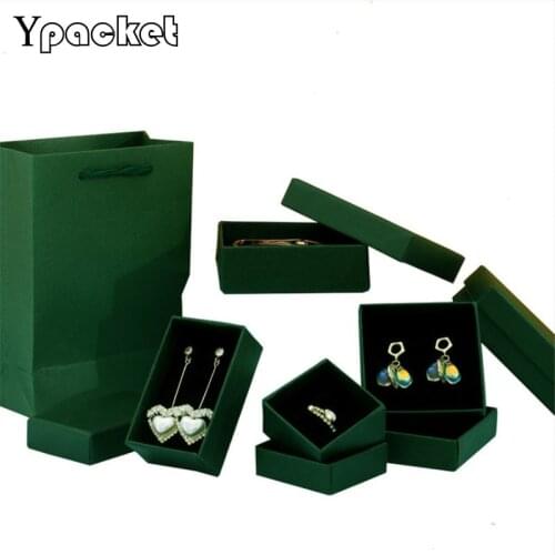 Dark Green Box For Jewelry Square Jewelry Organizer Box Rings Earring Necklace Bracelets Storage Boxes Gift Paper Display Boxes