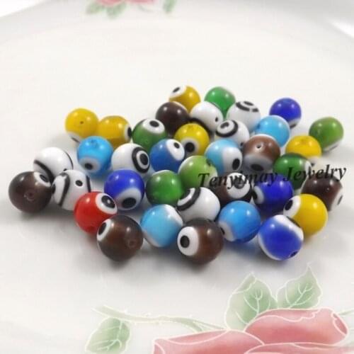 Turkey Eye Glass Beads Mixed Color 10mm Coloured Glaze Beads 250pcs Wholesale