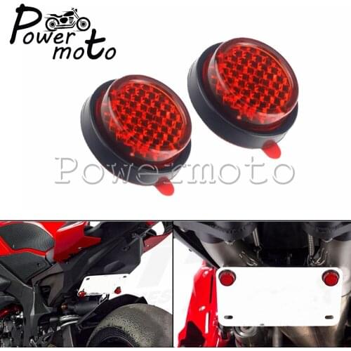Universal Motorcycle Red Round Plastic Reflectors Rear License Plate Self Adhesive Reflective Stickers for Harley Honda Kawaski