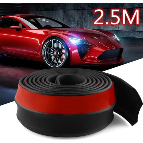 Universal Car Front Rear Side Bumper Lip Splitter Rubber Protector Body Spoiler Valance Chin Rubber Car Bumper Lip 2.5M