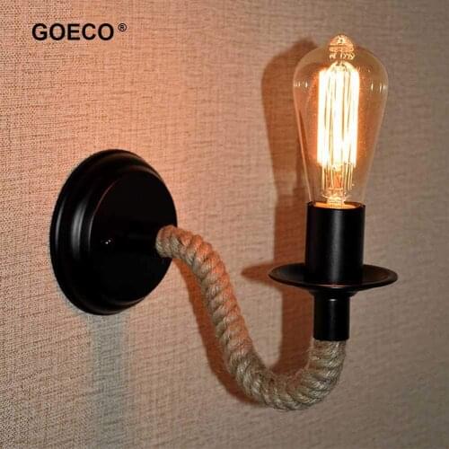 Vintage Hemp Rope Wall Light Retro Industrial Wall Lamp For Living Room Bedroom Corridor Bedside Sconce Loft Indoor Outdoor E27