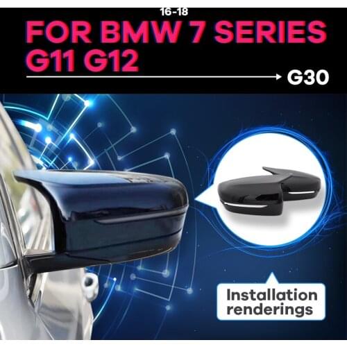 Bright 2pcs High quality Glossy Black Rearview Mirror cover Caps M style Replacement LHD for BMW 7 series G11 G12 16-18