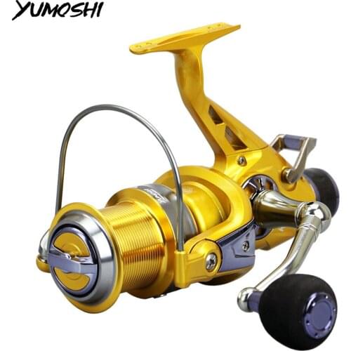 YUMOSHI Fishing Reel All Metal Spool Spinning Reel Stainless Steel Handle Line Spool Saltwater Fishing Accessories 5.2:1 Gold