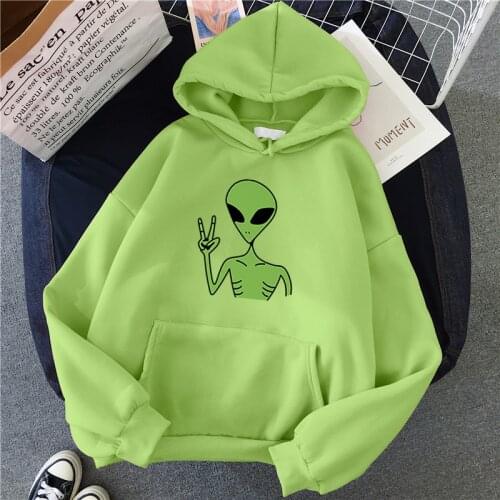 Winter Women Hoodies Alien Female Pullovers Hoodies Sweatshirts Print Anime Hoody Streetwear Tops 90s Oversized 7 Colors