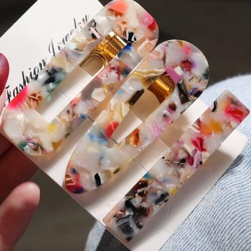 ZWC 3PCS/Set Fashion Acetate Geometric Hair Clips For Women Girls Sweet Hairpins Barrettes Hair Accessories Set