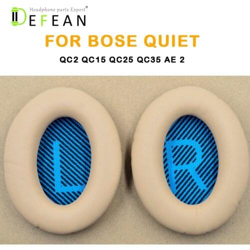 Defean 1 pair Khaki(Blue-LR) Replacement Ear Pads EarPads For Bose QC2 QC15 QC25 QC35 AE 2 2i 2w SoundTrue Headphones