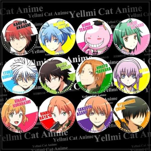 1pc 58mm badge animation Assassination Classroom Jasutisu Sousuke Hiroto Nagisa Badges Brooch Pins Iron Round Icons