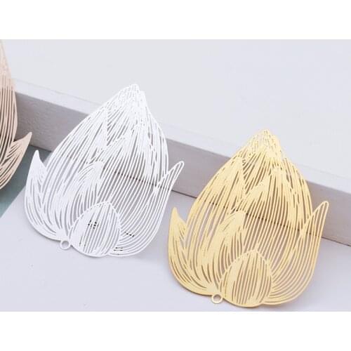 10 PCS 41*50mm Metal Copper Filigree Wraps Hollow Out Flowers Pendant Connectors DIY Jewelry Accessories