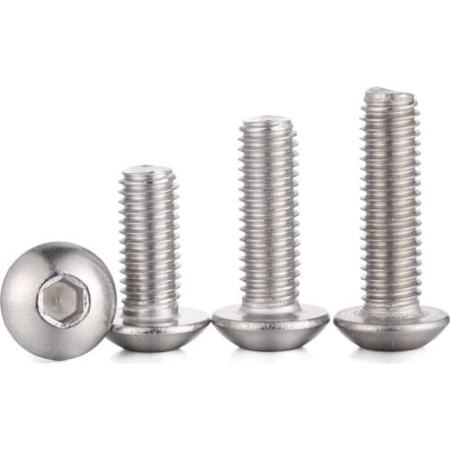 10Pcs M5 Stainless Steel 304 Round Head Screws Mushroom Hexagon HEX Socket Button Head Screw Bolt