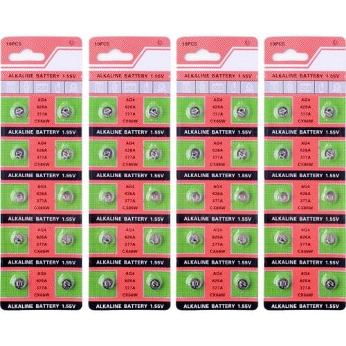 100PCS Watch Coin Battery AG4 377A 377 LR626 SR626SW SR66 LR66 Button Cell Batteries Toys Remote Camera
