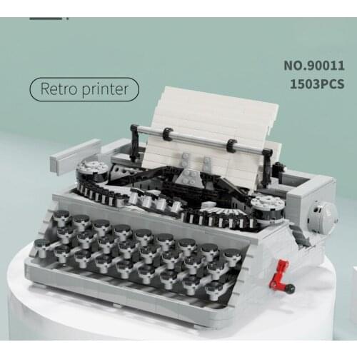 1503PCS Retro Series movie Old Hand Cranked Typewriter Model Building Block DIY Typer Blocks Toys For Kids Christmas Gifts MOC