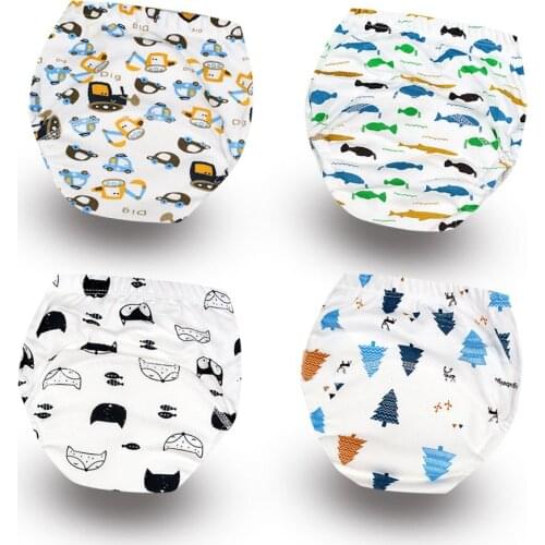4 Pieces Baby Infant Toddler Waterproof Reusable Washable Training Pants 4-layers Cotton Changing Nappy Cloth Diaper Panties