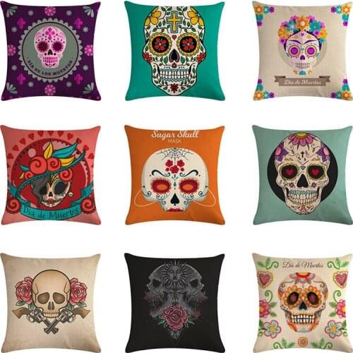 45cm*45cm Cushion Cover Halloween Skull Design Linencover Cushion Sofa and Home Decorative Pillow Cover Throw Pillow Cover 1698