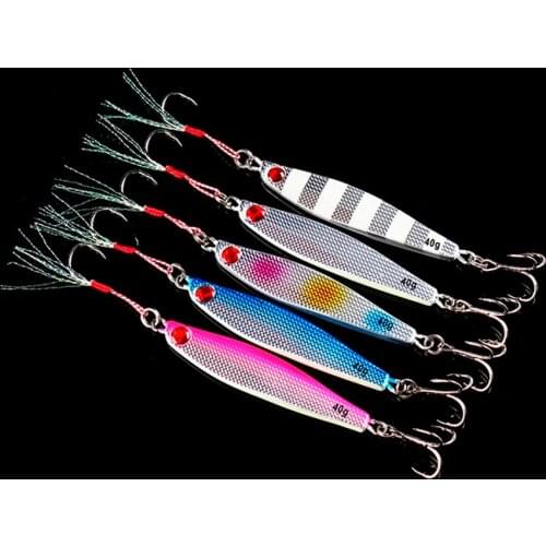 5PCS Deep sea Jigging Slow Jig Fishing Ocean Boat Rock Beach Jigbait Spoon Lure Hook baits 40g 60g 80g 100g