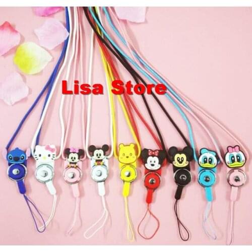 50pc 43cm Cartoon Lanyard For All Mobile Phone Camera Holder Ring Nylon Detachable rotation ID Strap Rope Key Keychain Charm DIY