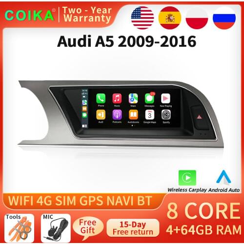 8.8" Octa Core Car IPS Touch Screen Radio For Audi A5 2009-2016 WIFI SWC BT Music Android 10 System 4G Carplay 4+64G Multimedia