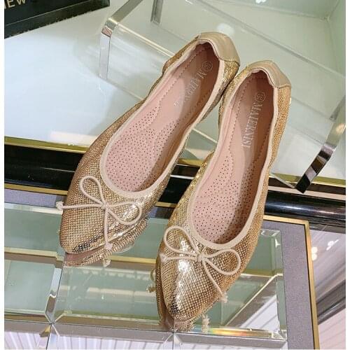 2020 new PU Leather Fashion Ballerina Shoes For Women Flats Shoes Women Summer Slip On Ballet Flats Dress Shoes 35-46