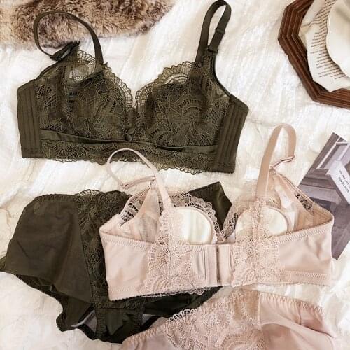 Wriufred Sexy lace crystal cup bra set memory ring rabbit ears big breasts bralette gather and collect breasts underwear set