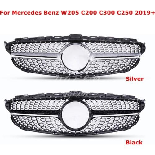Black Silver Diamond Grille Suitable for Mercedes C Class W205 2019 2020 Radiator Grille C450 C250 C180 C200 C220 2019