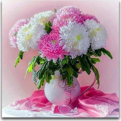 Colored Flowers DIY 11CT Cross Stitch Embroidery Kits Needlework Craft Set Cotton Thread Printed Canvas Home Wholesale