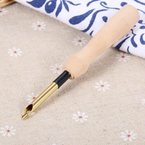 Wooden handle Embroidery Needle Stamping Waving Sewing Accessory Handmade DIY 50# Copper Pin Leather Craft Handmade Tools 1pc