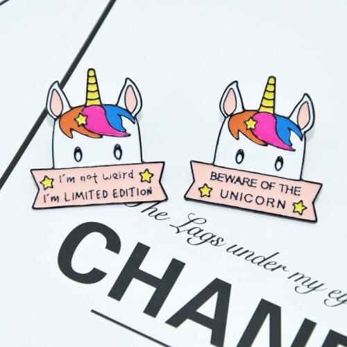 Cartoon Unicorn Enamel Lapel Pin I'm Not Werid But Limited Edition Brooch Badge Brooch Animal Jewelry Gift for Kids Friends