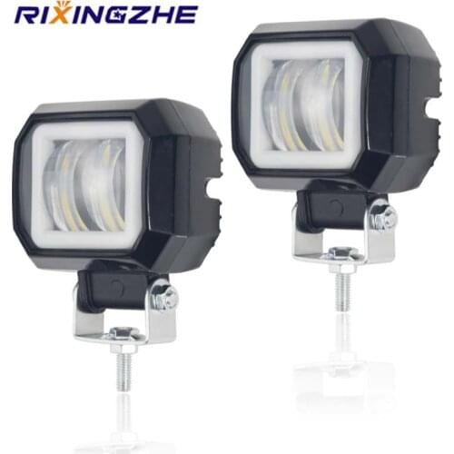 2PCS 3Inch 12V 24V 6000K 20W Work bar Angel Eyes Light Waterproof Square LED Light Bar Motorcycle headlight light bar for truck