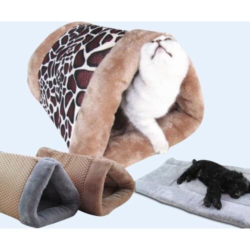 Fleece Cat Sleeping Bag Soft Pet Bed Cat House Cotton Cats Bed Small Dog Puppy Kennel Sofa Warm Nest Pet Products Hammock