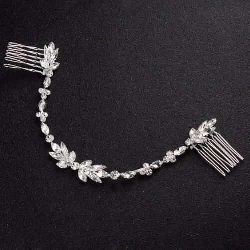 SLBRIDAL Handmade Wired Rhinestone Crystal Flexible Wedding Headband Hair Comb Bridal Hair Accessories Bridesmaids Women Jewelry