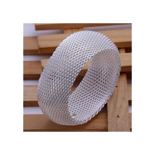 Hot fashion jewelry S925 silver color bracelet, large closed net bracelet fashion round shape hand new B0028