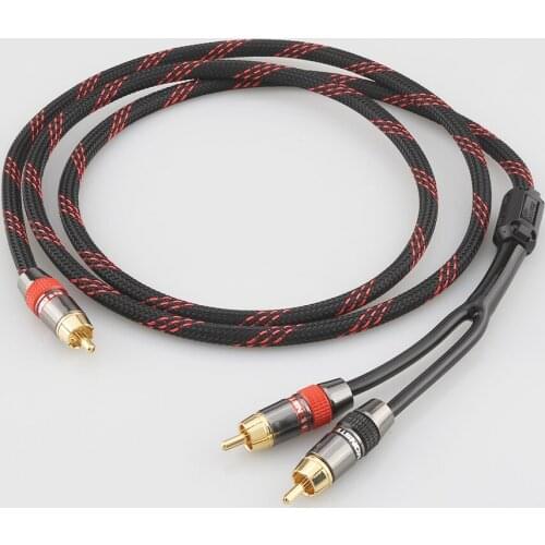 Hi-Fi Audiocrast A53 Copper Stereo RCA Male to 2×RCA Male Audio Signal Cable Amplifier Video Cord